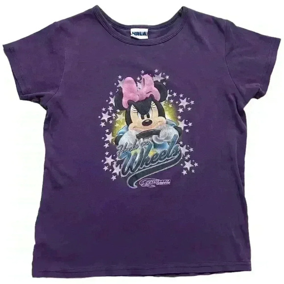 Minnie Mouse Y2K Heels on Wheels California Speedway Baby Tee - Picture 1 of 4